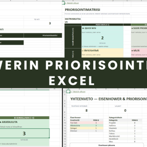 Eisenhowerin Priorisointimatriisi Excel – kaikki välilehdet näkymässä