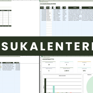 Julkaisukalenteri Excel - sisältökalenteri koontinaytolla ja kaavioilla