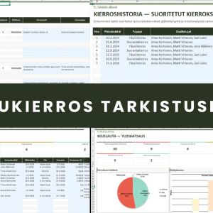 Työsuojelukierros Tarkistuslista Excel - kaikki 7 välilehteä yhdessä kuvassa