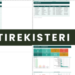 Korttirekisteri Excel - yleiskuva kaikista välilehdistä