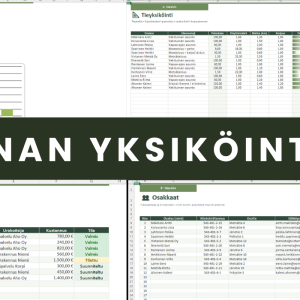 Tiekunnan Yksiköinti Excel – yleiskuva kaikista välilehdistä