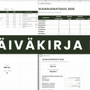 Ajopäiväkirja Excel – täydellinen yleiskatsaus kaikista välilehdistä